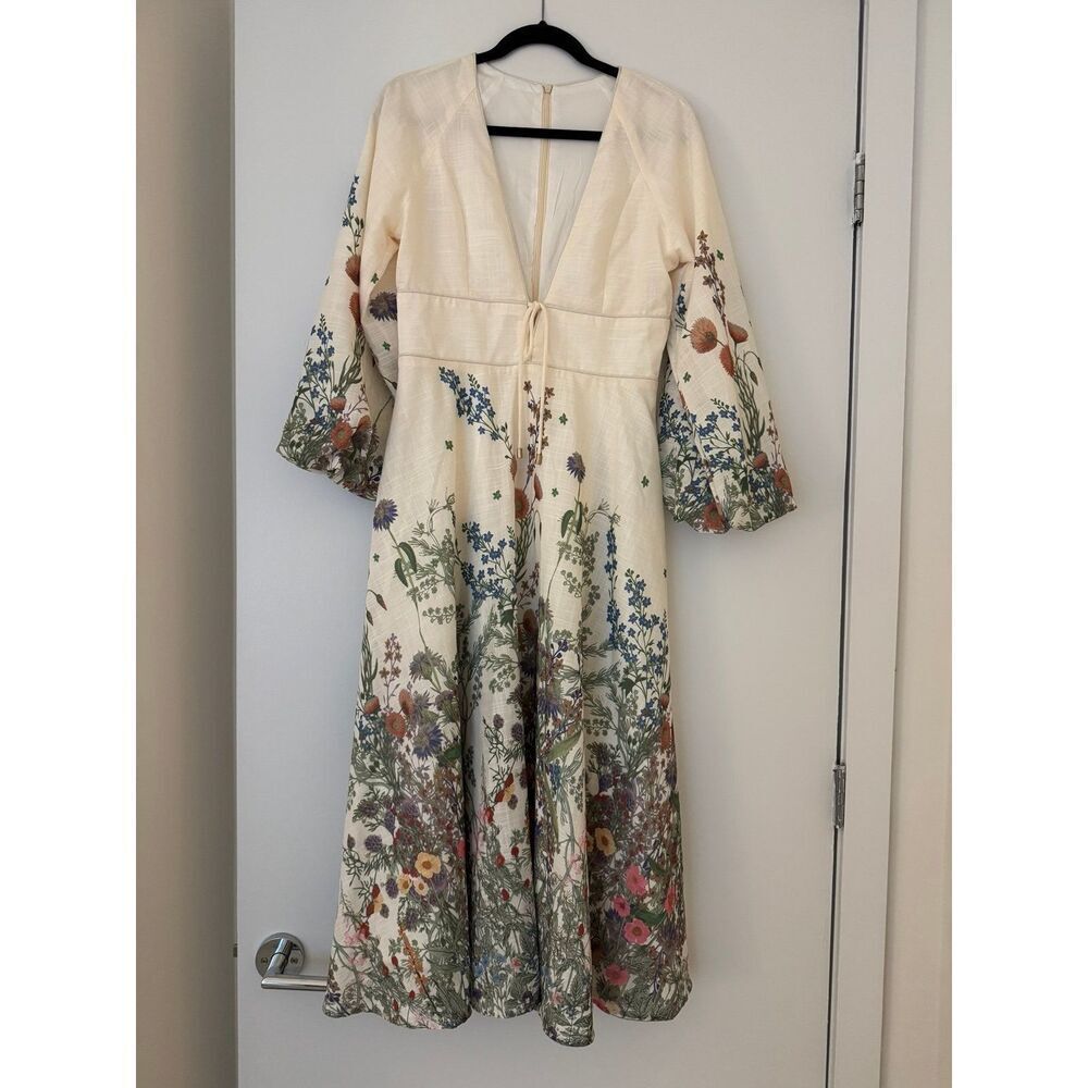 NWT Anewsta Floral Print Long Sleeve Midi Dress Size S
